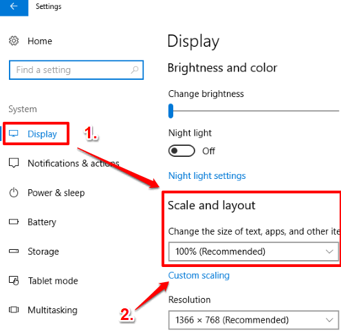 use drop down menu or custom scaling