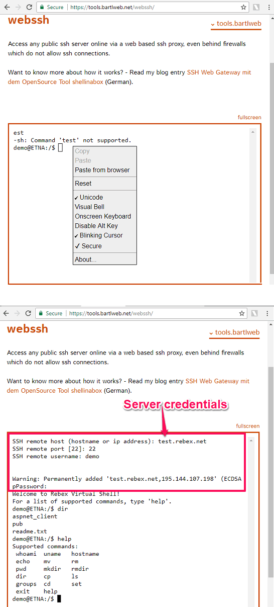 webssh online ssh in action