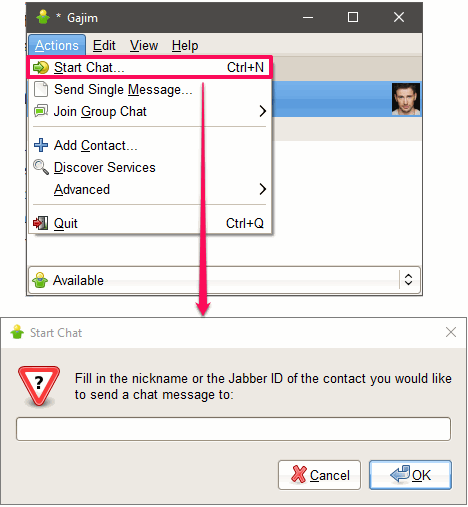 Gajim start chat
