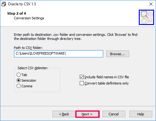 Oracle-to-CSV specify path delimiter