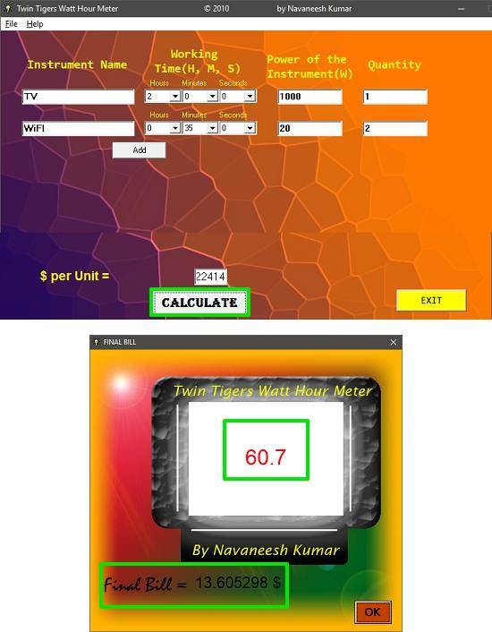 TT Watt Hour electricity