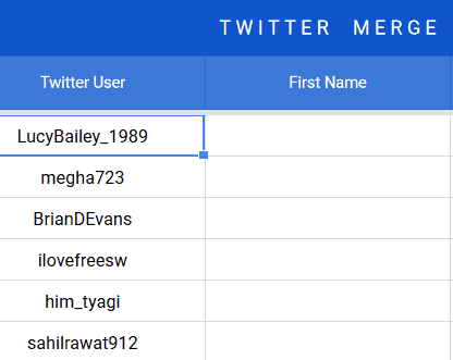 add twitter users in the mail merge