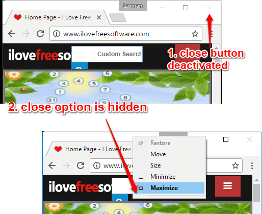 close button is hidden