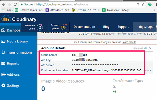 cloudinary api key