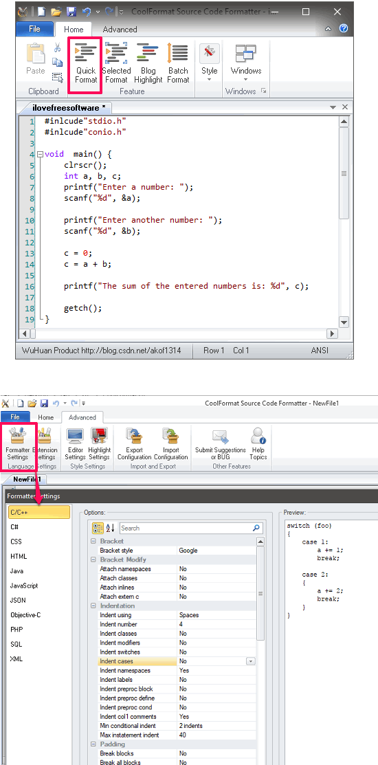 coolformat code formatter