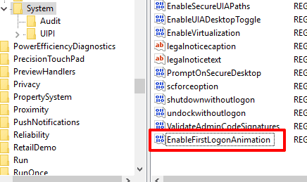 create enablefirstlogonanimation dword value