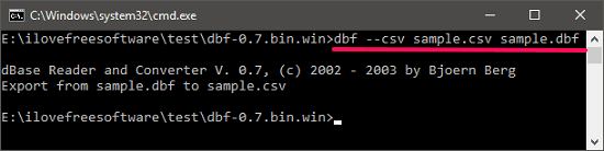 dBASE Reader and Converter dbf to csv