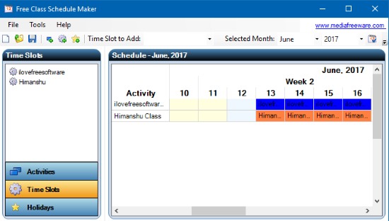 free class schedule maker