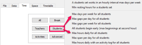 free timetabling software- time constraints