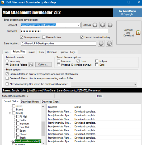 download gmail attachments from selected users