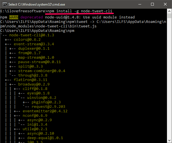 node-tweet-cli install