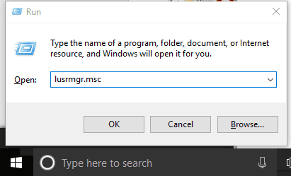 open lusrmgr window using run box