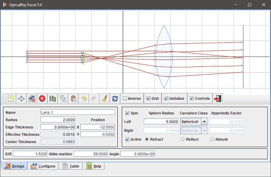 Free Optical Ray Tracing Software for Windows to See Behavior of Lenses