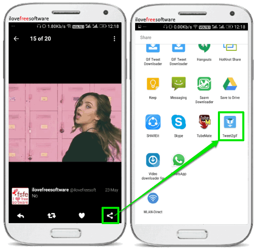 share gif in Twitter Android app to Tweet2Gif