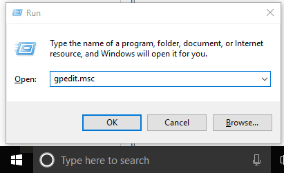 use Run box to open group policy
