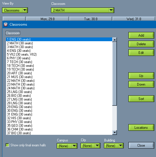 wise timetable- edit classrooms