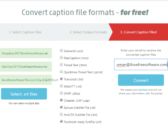 Caption Converter website