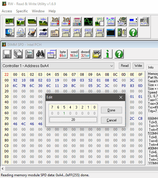 Free Software to Change Contents of SPD EEPROM on Memory