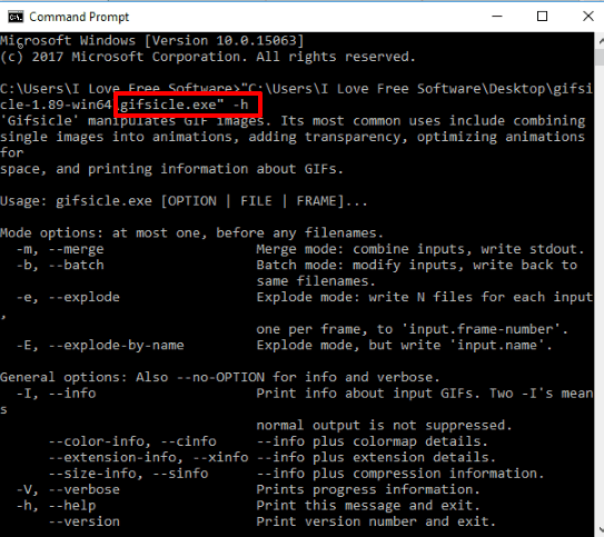 check parameters supported by gifsicle