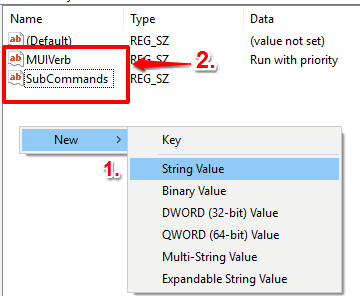 create MUIVerb and SubCommands string values