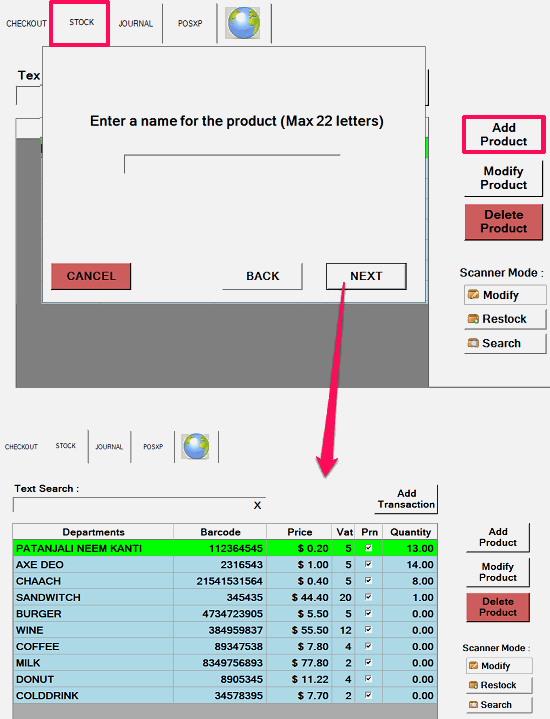 posxp adding products