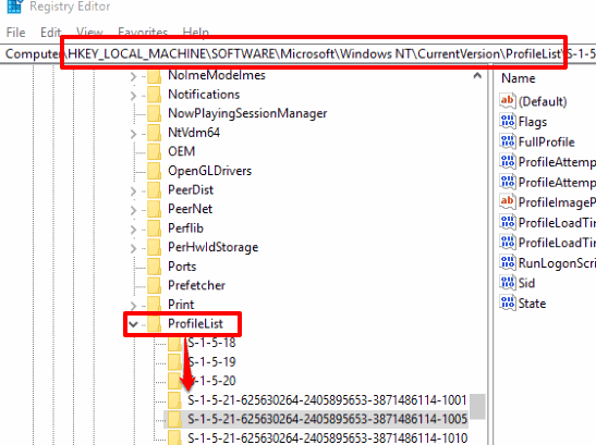 select sid number of user profile