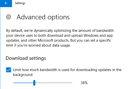 set bandwidth limit by moving the slider