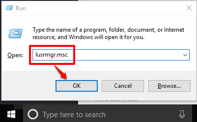 type lusrmgr.msc in run box