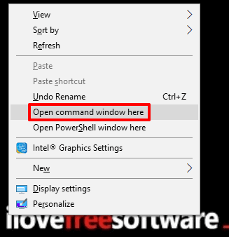 use open command window here option