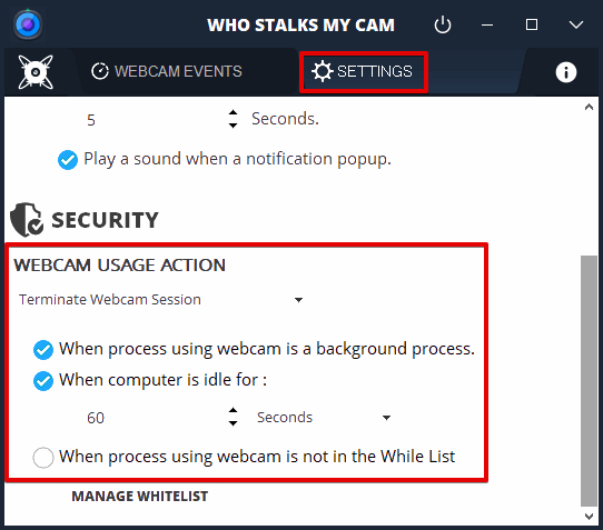 who stalks my webcam actions