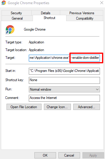 add enable dom distiller in target path of chrome