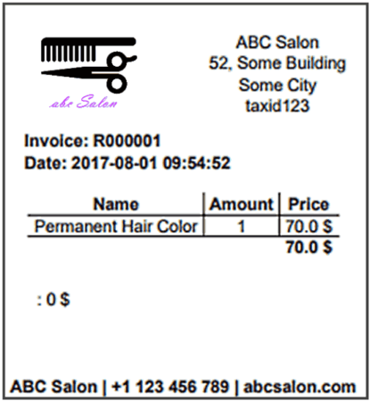 Invoice - Salon Scheduling Software