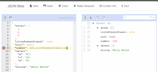 Jsonblob online json editor