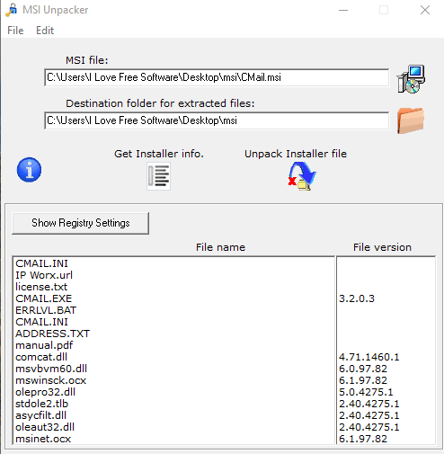 MSI Unpacker- interface