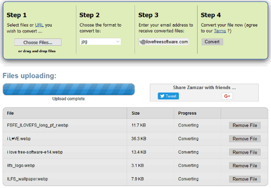 Zamzar webp to jpg converter