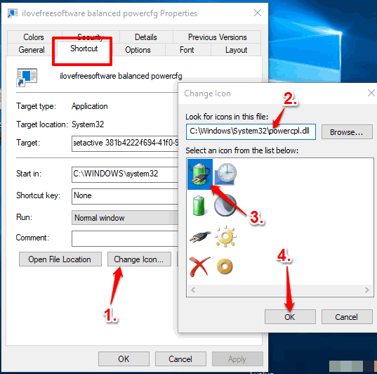 change icon of power plan shortcut