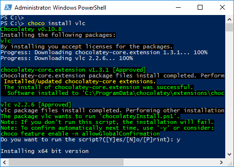 chocloate install software from command line