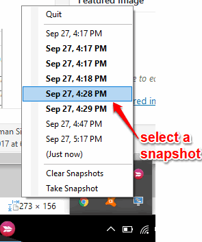 select a snapshot