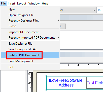 use publish pdf document option