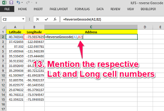 coordinates to address in bulk