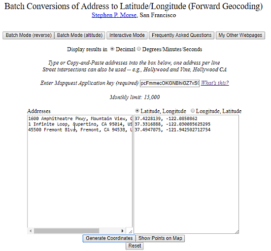 batch address to lat long