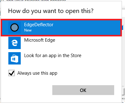 Edge Deflector assign default browser