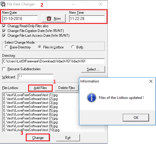 File date chnager bulk change file timestamps