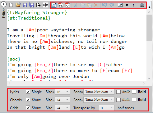 PDFChords options