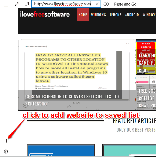 add website to saved list