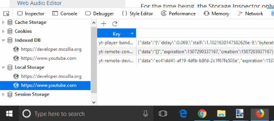 automatically clear local storage and indexed db data of websites in firefox