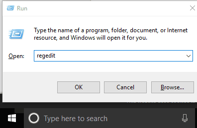 open registry editor using run box