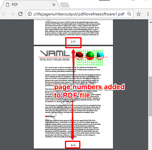 page numbers added to pdf file