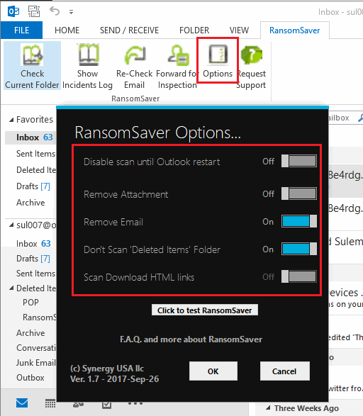 ransomsaver options