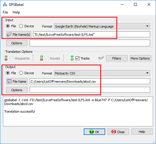 GPSBabel kml to CSV converter free